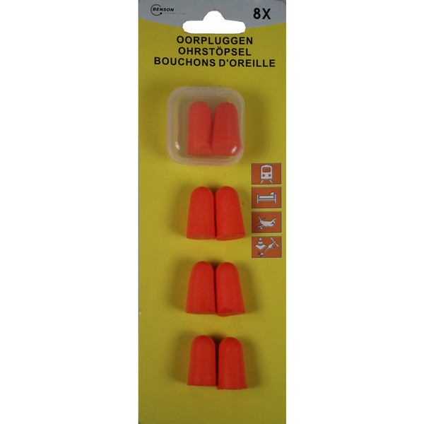 Bensin Ear Plugs, 4 Pairs of Ear Plugs and Storage Box, Orange